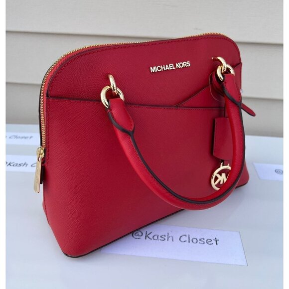 Michael Kors satchel dome purse jet set medium bag flame - Picture 3 of 11